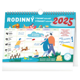 Nástěnný i stolní kalendář 2025 Týdenní rodinný plánovací s háčkem