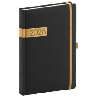 Denní diář 2026 A5 Twill - černo-zlatá