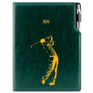 Diář DESIGN denní A4 2026 český - zelená - Golf muž